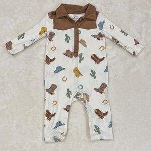 Baby Starters Western Print Bodysuit - Brown and White